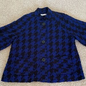 Coldwater Creek PM Blue and Black Houndstooth Jacket